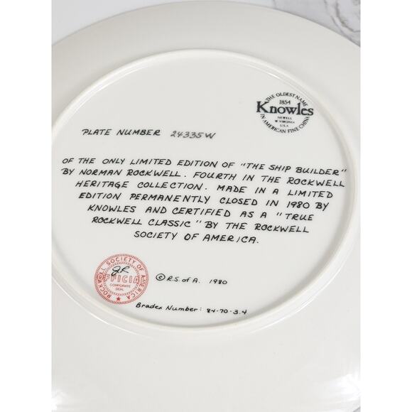 Wall Decor Plate The Ship Builder Year 1980 Fine China 8 1/2" Norman Rockwell - Picture 12 of 13